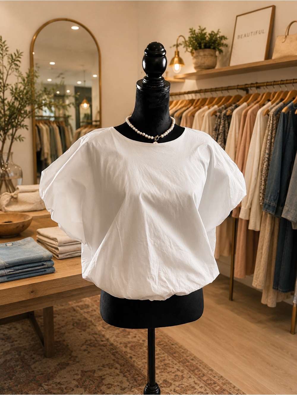 Women's White Flutter Sleeve Blouse